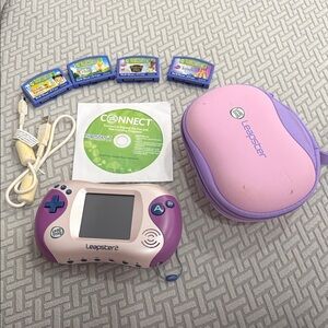 Vtg LeapFrog Leapster 2 Learning Game System Purple Pink Incl 4 Games CD Case